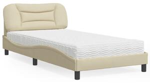 Krevet s madracem Hvar krem 100 x 200 cm od tkanine - Krema / 100 x 200 cm
