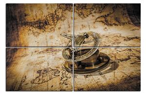 Slika na platnu - Kompas na karti antičkog svijeta 1999FD (90x60 cm)