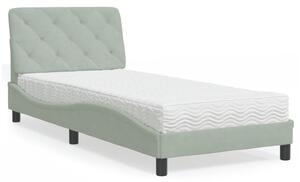 Krevet s madracem svjetlosivi 80 x 200 cm baršunasti - Siva / 80 x 200 cm
