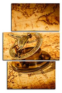Slika na platnu - Kompas na karti antičkog svijeta - pravokutnik 7999C (90x60 cm)