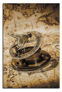 Slika na platnu - Kompas na karti antičkog svijeta - pravokutnik 7999FA (90x60 cm )