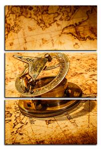 Slika na platnu - Kompas na karti antičkog svijeta - pravokutnik 7999B (105x70 cm)
