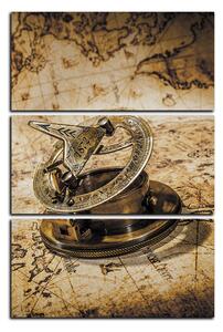 Slika na platnu - Kompas na karti antičkog svijeta - pravokutnik 7999FB (120x80 cm)