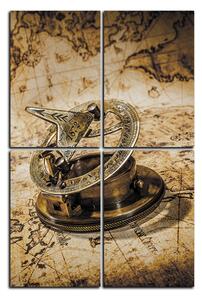 Slika na platnu - Kompas na mape antického sveta - obdĺžnik 799FD (90x60 cm)