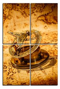 Slika na platnu - Kompas na karti antičkog svijeta - pravokutnik 7999D (90x60 cm)