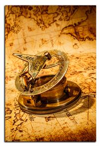Slika na platnu - Kompas na karti antičkog svijeta - pravokutnik 7999A (90x60 cm )