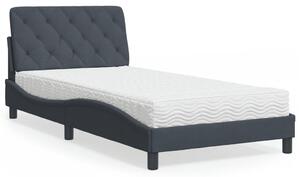 Krevet s madracem tamnosivi 100x200 cm baršunasti - Siva / 100 x 200 cm