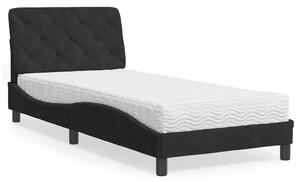 Krevet s madracem crni 90x200 cm baršunasti - Crna / 90 x 200 cm