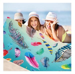 Ručnik za plažu s uzorkom perja u boji, 100 x 180 cm