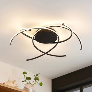 Lindby LED stropna svjetiljka Yareli, crna, metalna, Ø 70cm