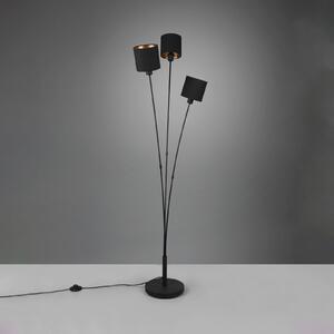 Podna lampa Tommy, crna/zlatna, visina 150 cm, 3 žarulje. Materijal