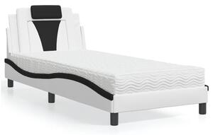 Krevet Viana s madracem bijeli-crni 90 x 190 cm od umjetne kože - Bijela / 90 x 190 cm