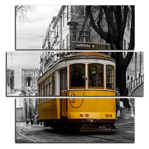 Slika na platnu - Povijesni tramvaj u centru Lisabona - kvadrat 3116D (75x75 cm)