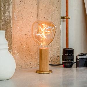Tala stolna lampa Knuckle, globus lampa prozirna, hrast