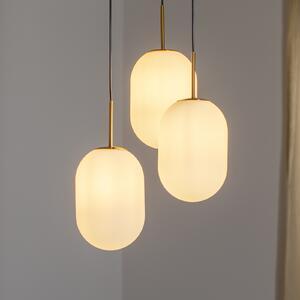 Eko-Light Viseća lampa Alias, metal zlatne boje, opalno staklo, okrugla s 3 žarulje, prigušiva, Bijela, Dnevni boravak/blagovaonica, Staklo