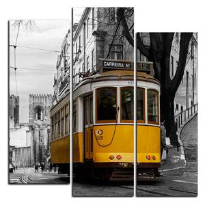 Slika na platnu - Povijesni tramvaj u centru Lisabona - kvadrat 3116C (75x75 cm)