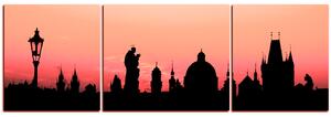Slika na platnu - Siluete tornjeva i kipova u Pragu - panorama 5112FC (90x30 cm)