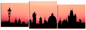 Slika na platnu - Siluete tornjeva i kipova u Pragu - panorama 5112FE (150x50 cm)