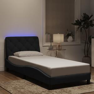 Okvir kreveta s LED-om bez madraca crni 90 x 200 cm baršunasti - Crna / 90 x 200 cm