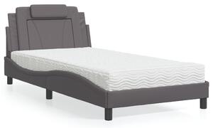 Krevet Viana s madracem sivi 100 x 200 cm od umjetne kože - Siva / 100 x 200 cm