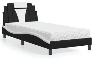 Krevet Viana s madracem crno-bijeli 80 x 200 cm od umjetne kože - Crna / 80 x 200 cm
