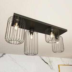 Plafonjera za štalu, 4 svjetla, 83 cm, crna, metal, E27