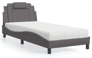 Krevet Viana s madracem sivi 90 x 200 cm od umjetne kože - Siva / 90 x 200 cm