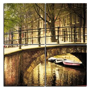 Slika na platnu - Romantični most preko kanala - kvadrat 3137E (60x60 cm)