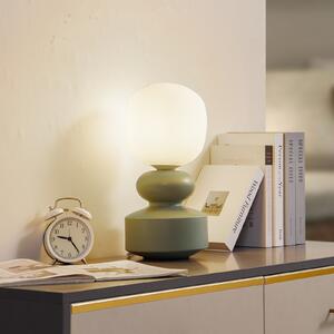 Lucande stolna lampa Fidelo, bijelo/zelena, 38 cm, staklo, keramika