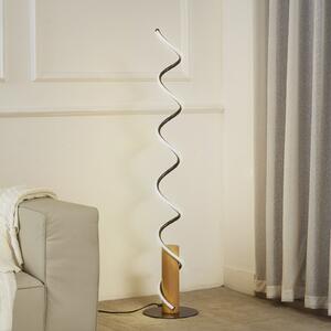 Lindby LED podna lampa Spiraali, siva, drvo, visina 133 cm