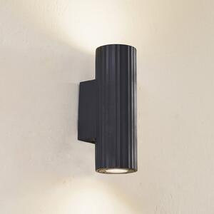 Lindby zidna svjetiljka Christa, antracit, beton, 25 cm, rebrasta