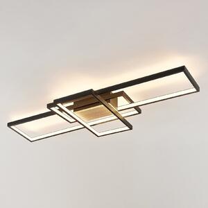 Lindby LED stropna svjetiljka Emiljan, crna, prigušiva, aluminij