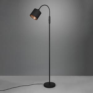 Podna lampa Tommy, crna/zlatna, visina 130 cm, metal/tkanina