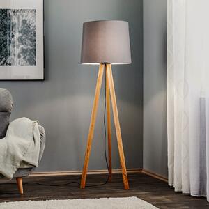 Quitani podna lampa Alos, hrast, chintz grafit, tronožac