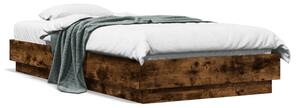 Okvir kreveta s LED svjetlima dimljena boja hrasta 90 x 190 cm - Smeđa / 90 x 190 cm