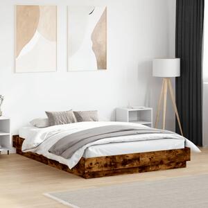 Okvir kreveta s LED svjetlima dimljena boja hrasta 120 x 190 cm - Smeđa / 120 x 190 cm