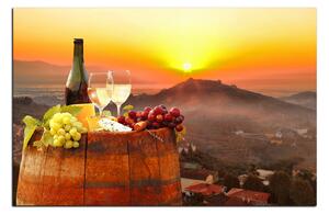 Slika na platnu - Boca vina u vinogradu 1152A (90x60 cm )