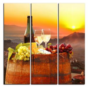 Slika na platnu - Boca vina u vinogradu - kvadrat 3152B (75x75 cm)