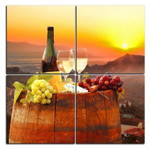 Slika na platnu - Boca vina u vinogradu - kvadrat 3152E (60x60 cm)