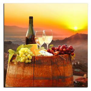Slika na platnu - Boca vina u vinogradu - kvadrat 3152A (50x50 cm)