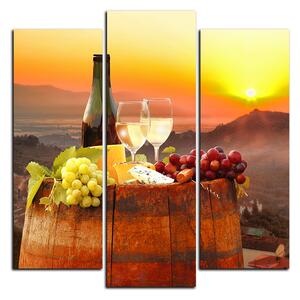 Slika na platnu - Boca vina u vinogradu - kvadrat 3152C (75x75 cm)
