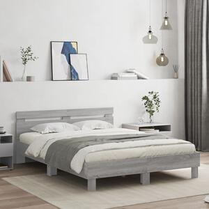 Okvir kreveta s uzglavljem LED siva boja hrasta 140 x 190 cm - Siva / 140 x 190 cm
