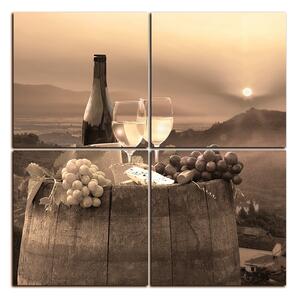 Slika na platnu - Boca vina u vinogradu - kvadrat 3152FE (60x60 cm)