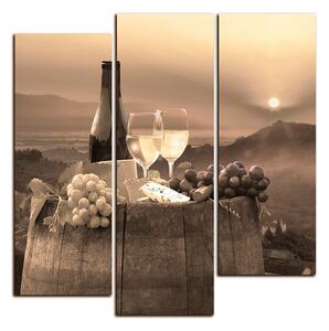 Slika na platnu - Boca vina u vinogradu - kvadrat 3152FD (75x75 cm)