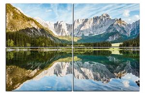 Slika na platnu - Alpski vrhovi koji se ogledaju u mirnom jezeru 1157E (120x80 cm)