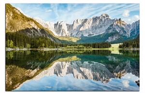 Slika na platnu - Alpski vrhovi koji se ogledaju u mirnom jezeru 1157A (120x80 cm)