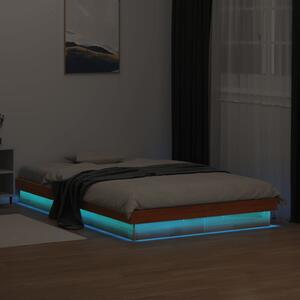 LED okvir kreveta voštano smeđi 120x190 cm od masivne borovine - Smeđa / 120 x 190 cm