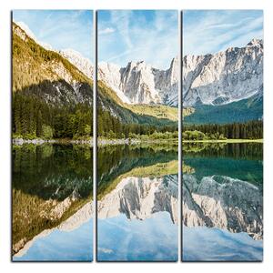 Slika na platnu - Alpski vrhovi koji se ogledaju u mirnom jezeru - kvadrat 3157B (75x75 cm)