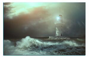 Slika na platnu - Svjetionik u moru pod nebom 1159FA (90x60 cm )