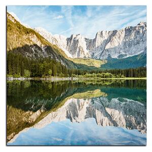 Slika na platnu - Alpski vrhovi koji se ogledaju u mirnom jezeru - kvadrat 3157A (50x50 cm)